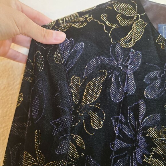 Norton McNaughton Jacket Womens Size 4P Black Velvet Floral Glitter Formal Party - Picture 5 of 12